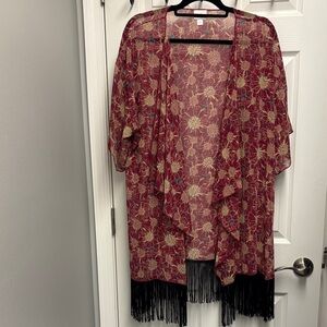 Lularoe Floral Kimono with Fringe